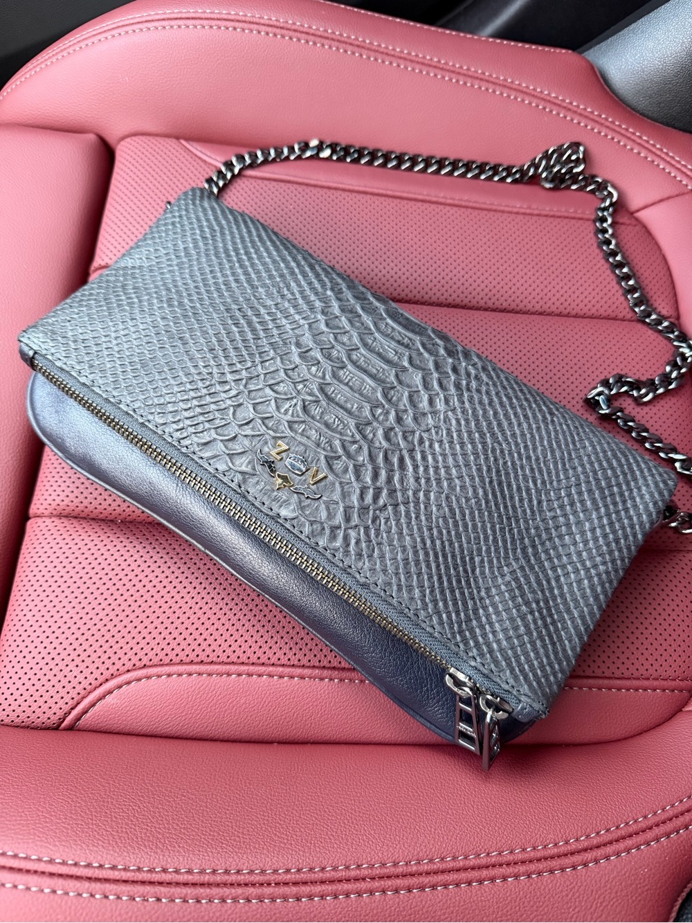 Zadig and Voltaire Rock Crock Leather Chain Crossbody Bag
